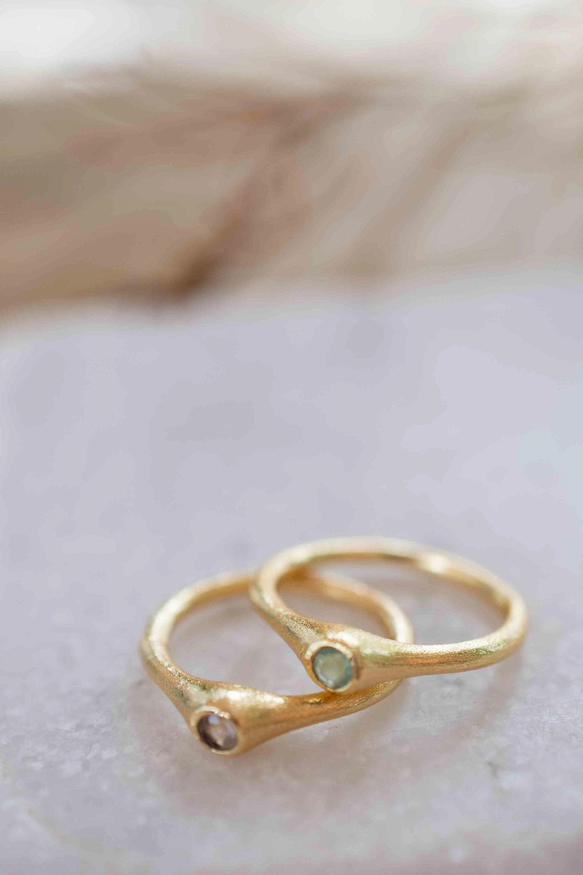 Aqua Chalcedony ~ Ring ~ 18k Gold Plated ~ MR331
