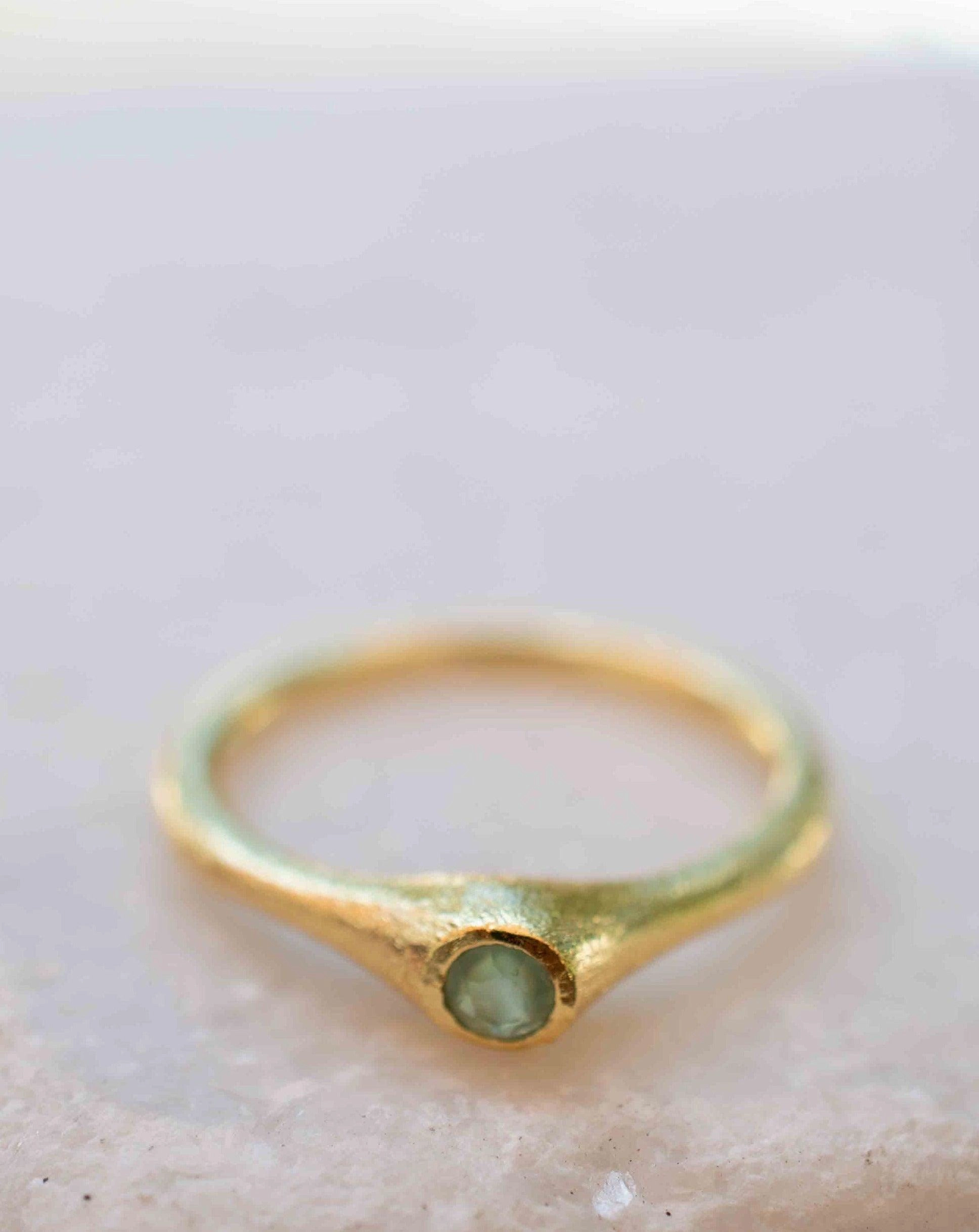 Aqua Chalcedony ~ Ring ~ 18k Gold Plated ~ MR331