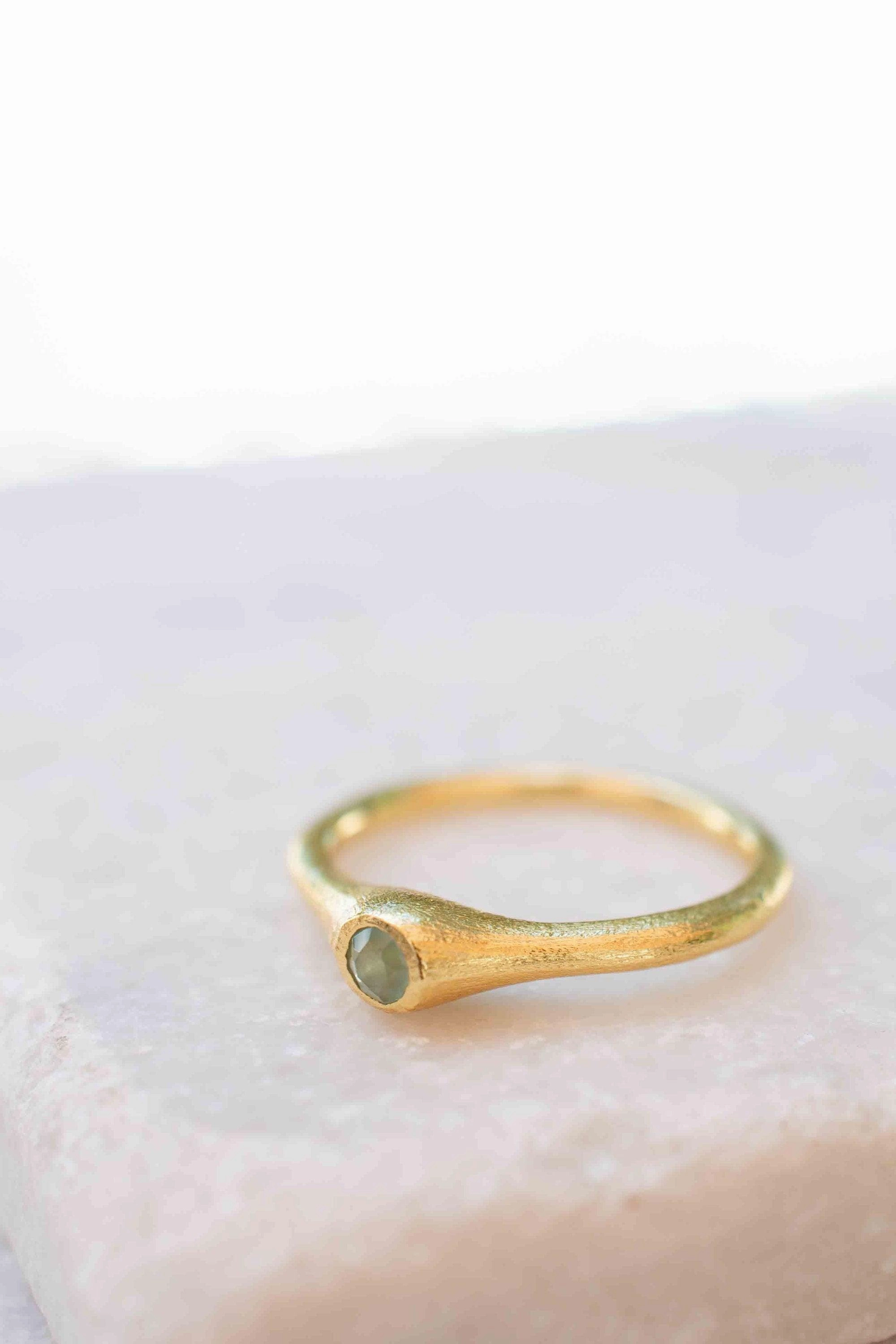Aqua Chalcedony ~ Ring ~ 18k Gold Plated ~ MR331