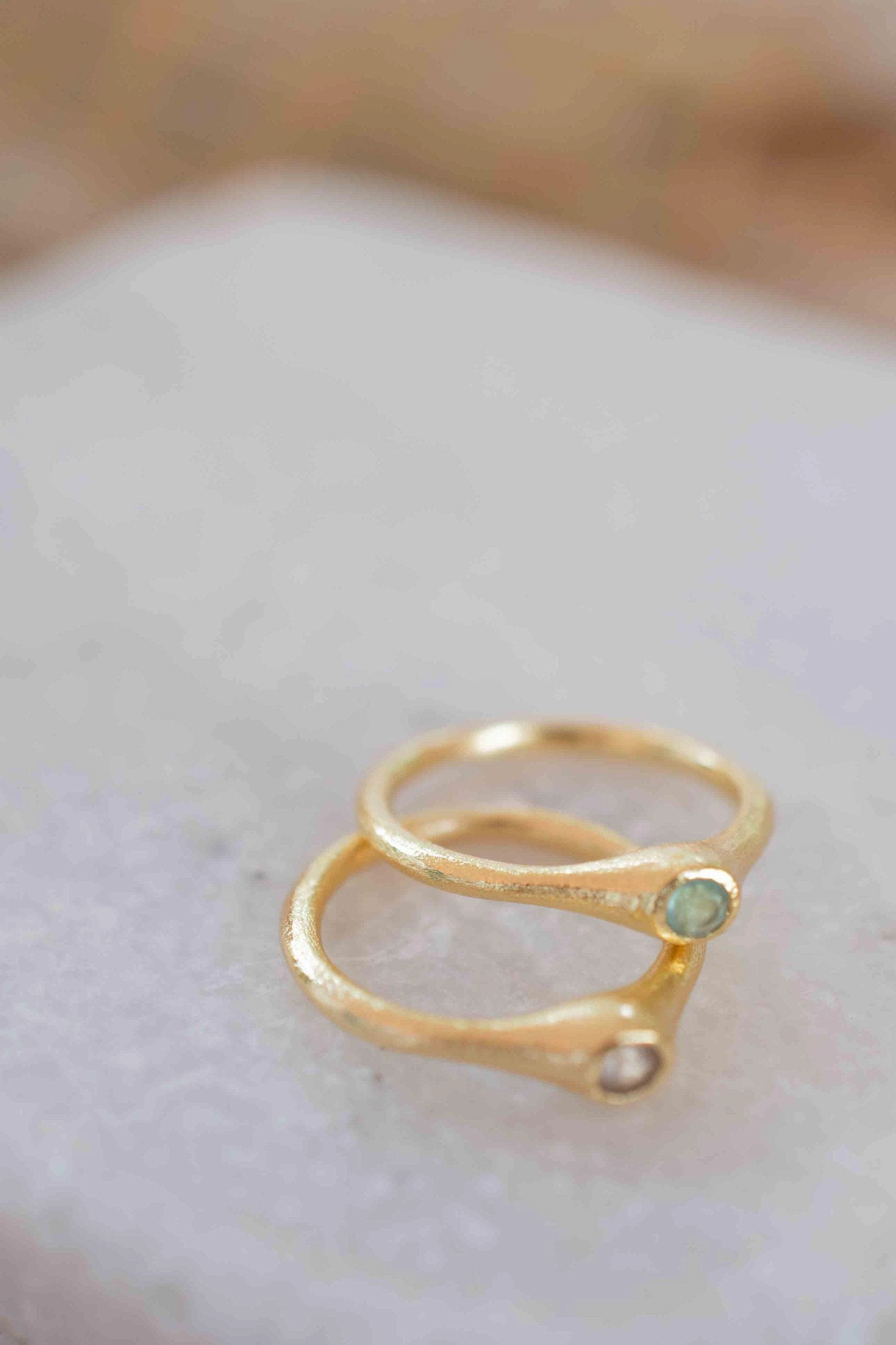 Aqua Chalcedony ~ Ring ~ 18k Gold Plated ~ MR331