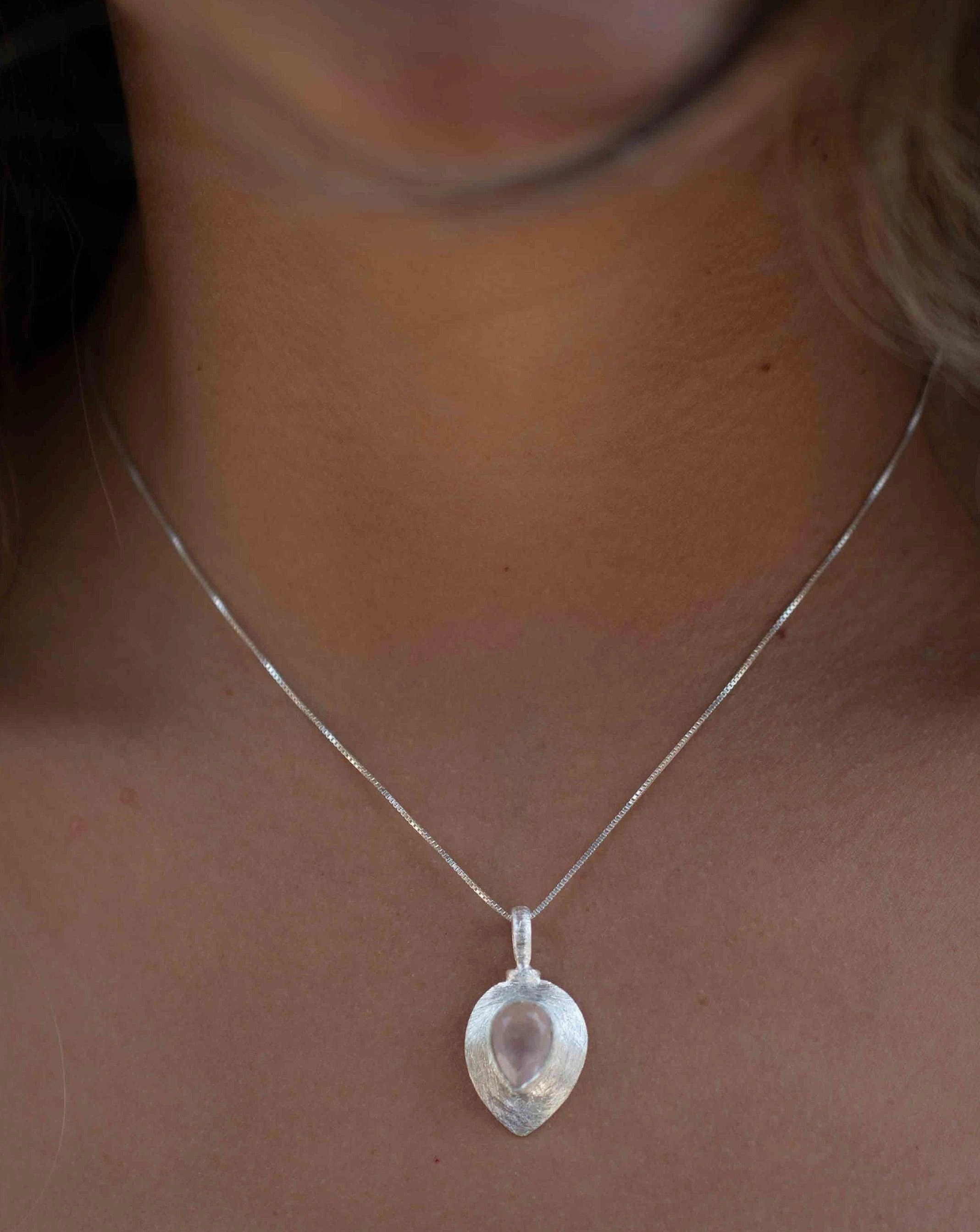 Aqua Chalcedony ~ Tear Drop Charm ~ Sterling Silver ~ MP016