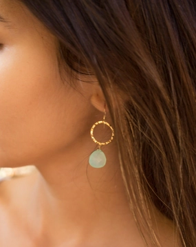 Aqua Chalcedony Earrings~14k gold filled ~ME120