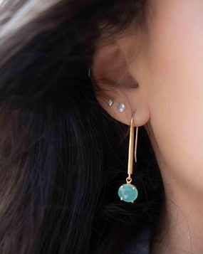 Aqua Chalcedony Earrings ~ 18k Gold Plated ~ ME046