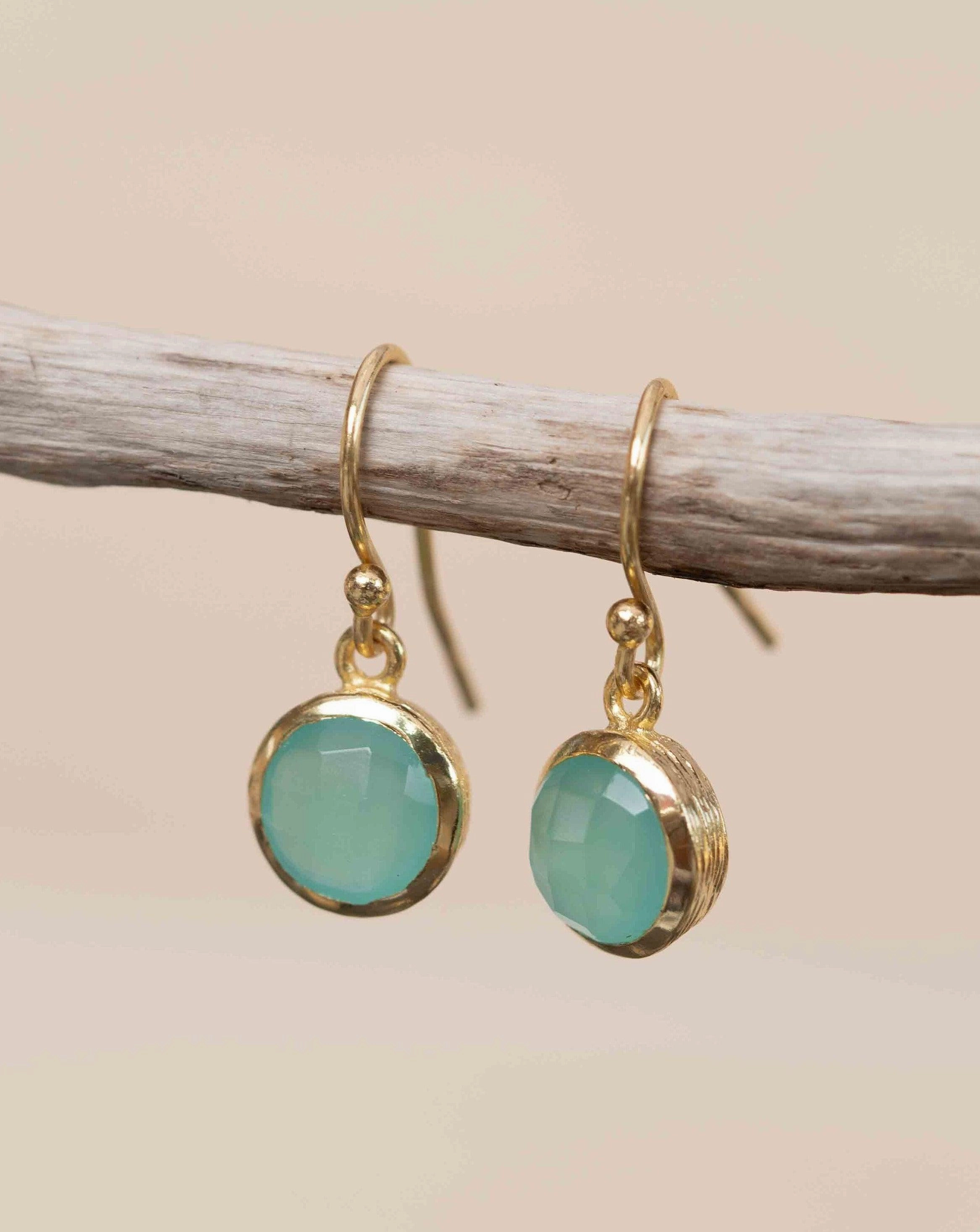 Aqua Chalcedony Earrings ~ 18k Gold Plated  ~ ME198