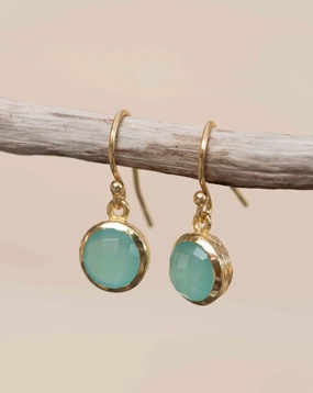Aqua Chalcedony Earrings ~ 18k Gold Plated  ~ ME198