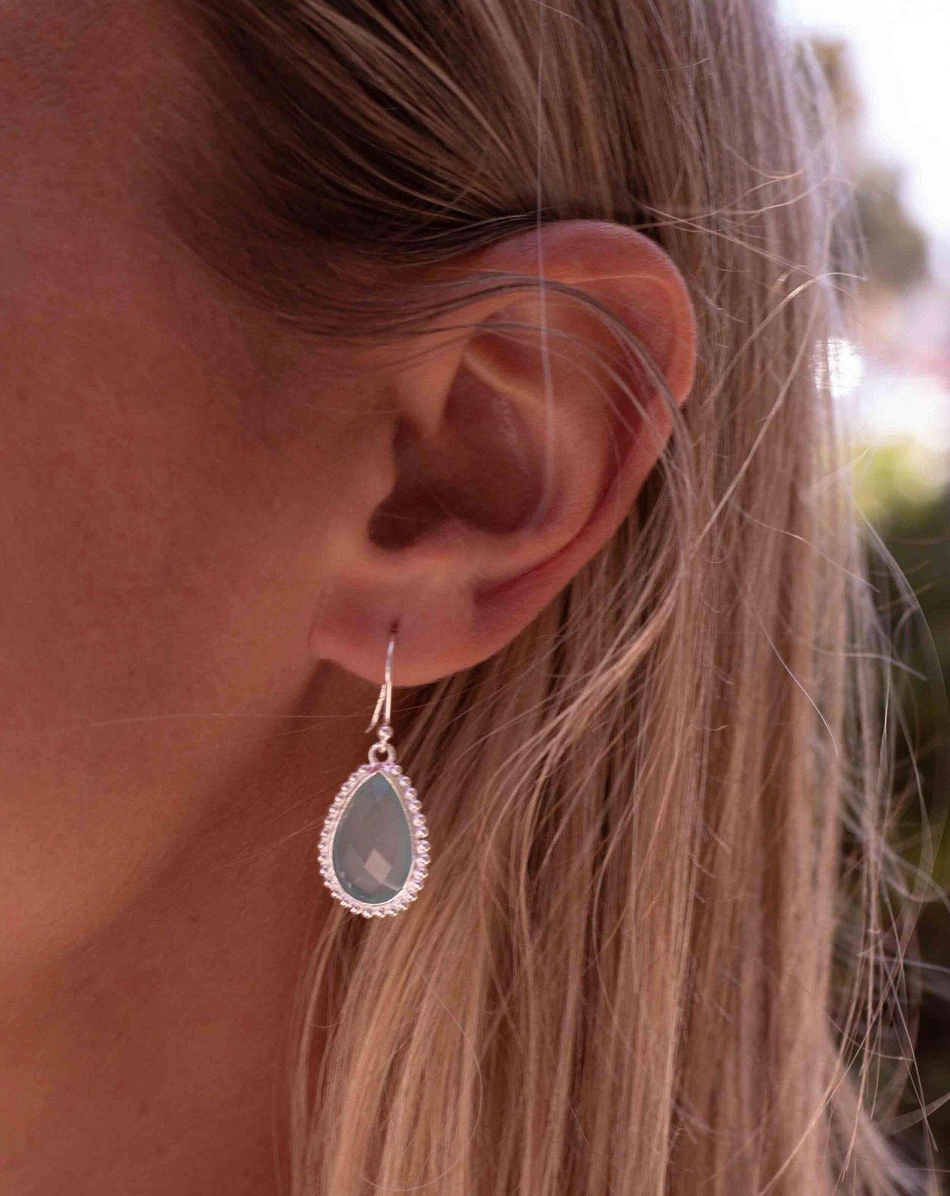 Aqua Chalcedony Earrings ~ Sterling Silver 925 ~ ME194