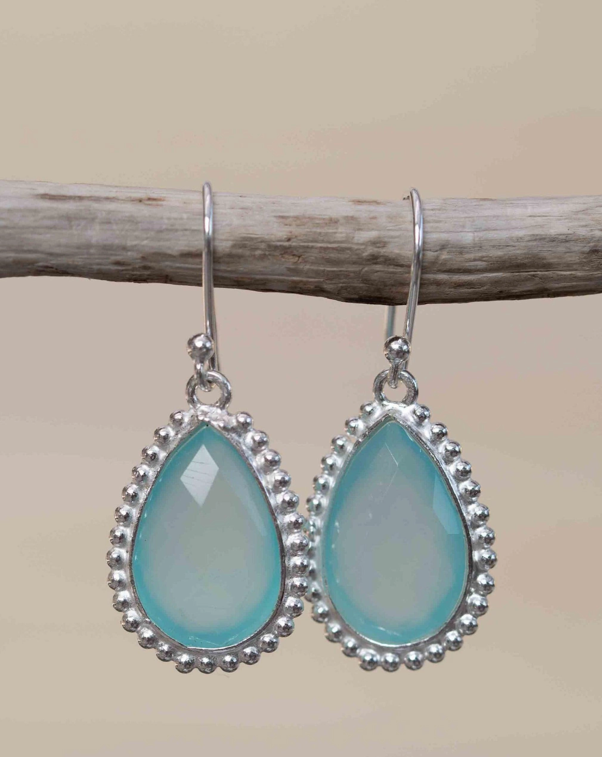 Aqua Chalcedony Earrings ~ Sterling Silver 925 ~ ME194