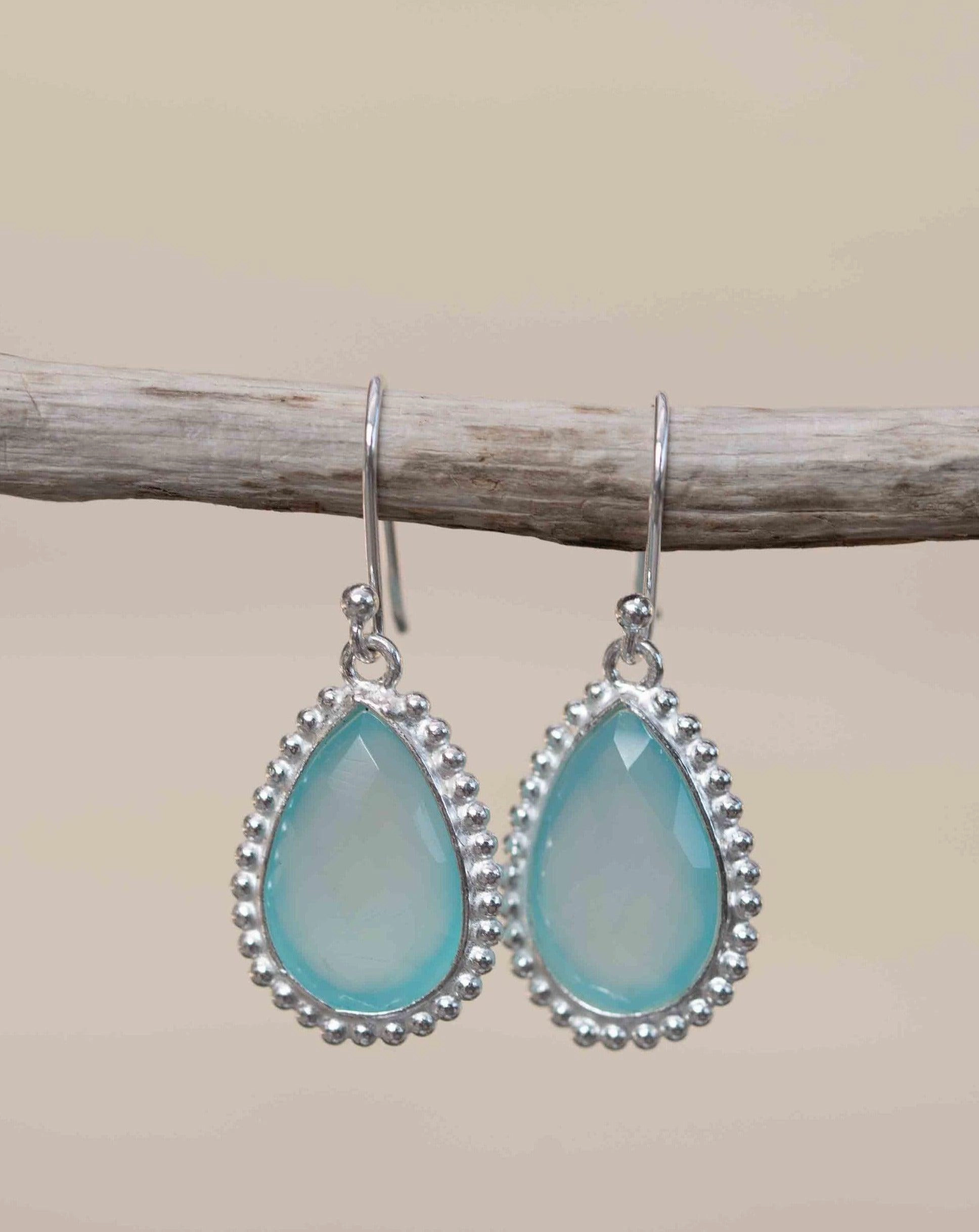 Aqua Chalcedony Earrings ~ Sterling Silver 925 ~ ME194