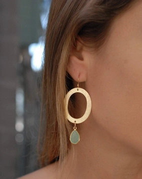Aqua Chalcedony Earrings ~Gold Plated~ ME034