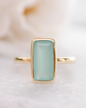 Aqua Chalcedony Gold Ring ~18k Gold Plated ~ MR014