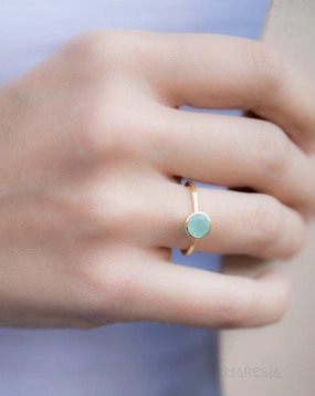 Aqua Chalcedony Gold Ring ~ 18k Gold Plated ~ MR211