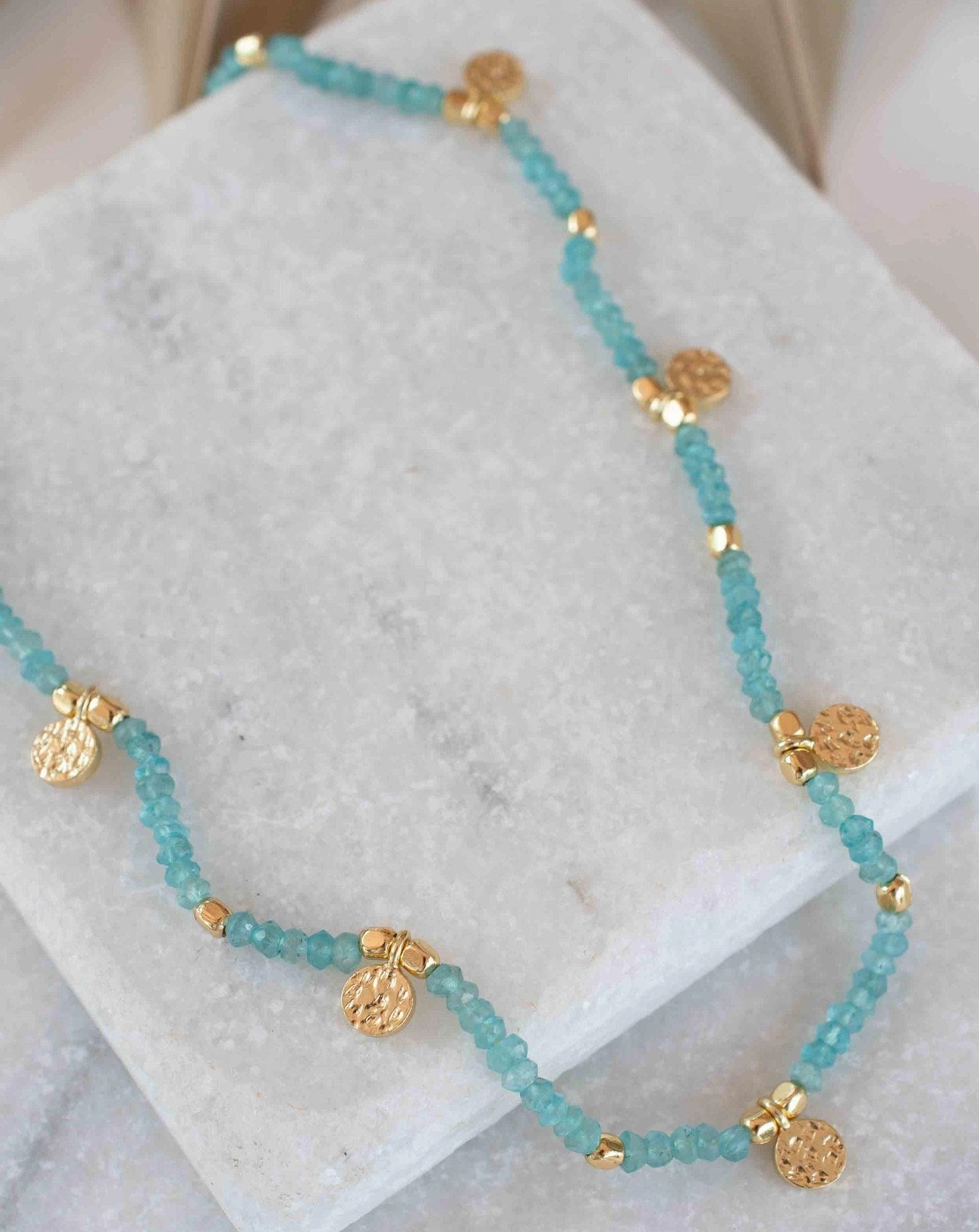 Aqua chalcedony Necklace ~ Gold Plated 18k ~ MN105