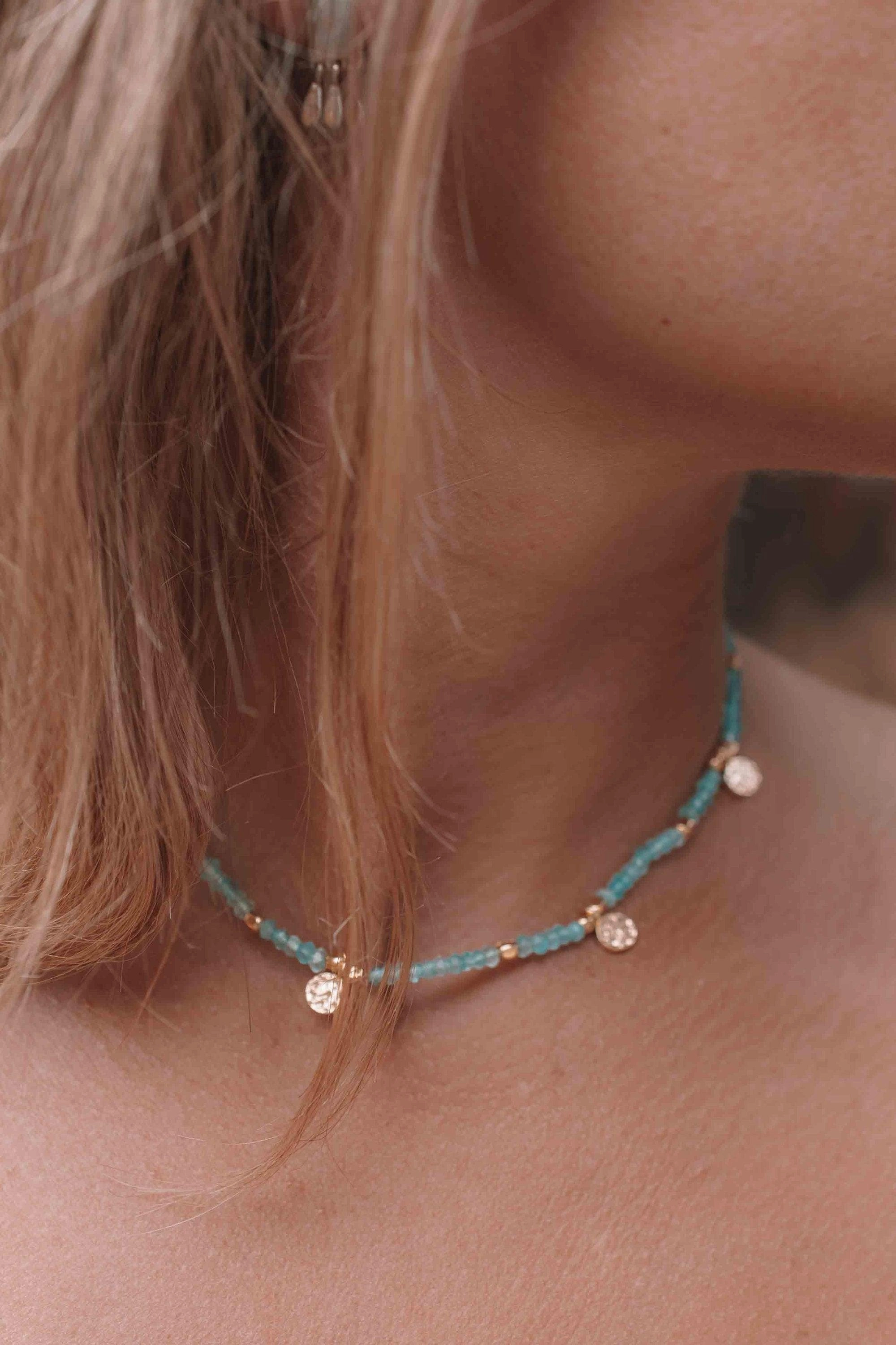 Aqua chalcedony Necklace ~ Gold Plated 18k ~ MN105