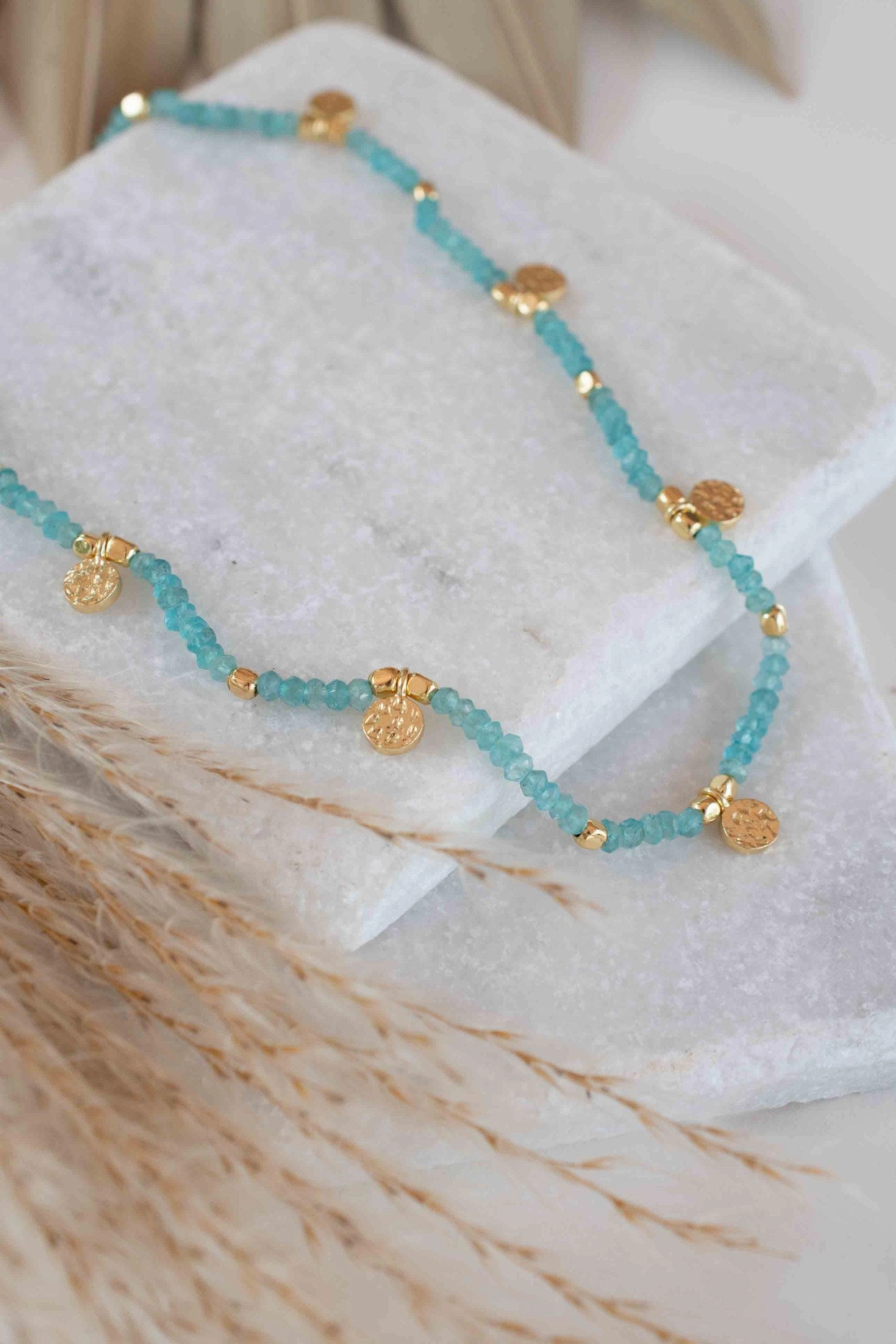 Aqua chalcedony Necklace ~ Gold Plated 18k ~ MN105