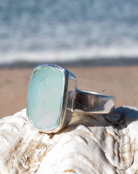 Aqua Chalcedony Ring ~ Sterling Silver 925 ~ MR149