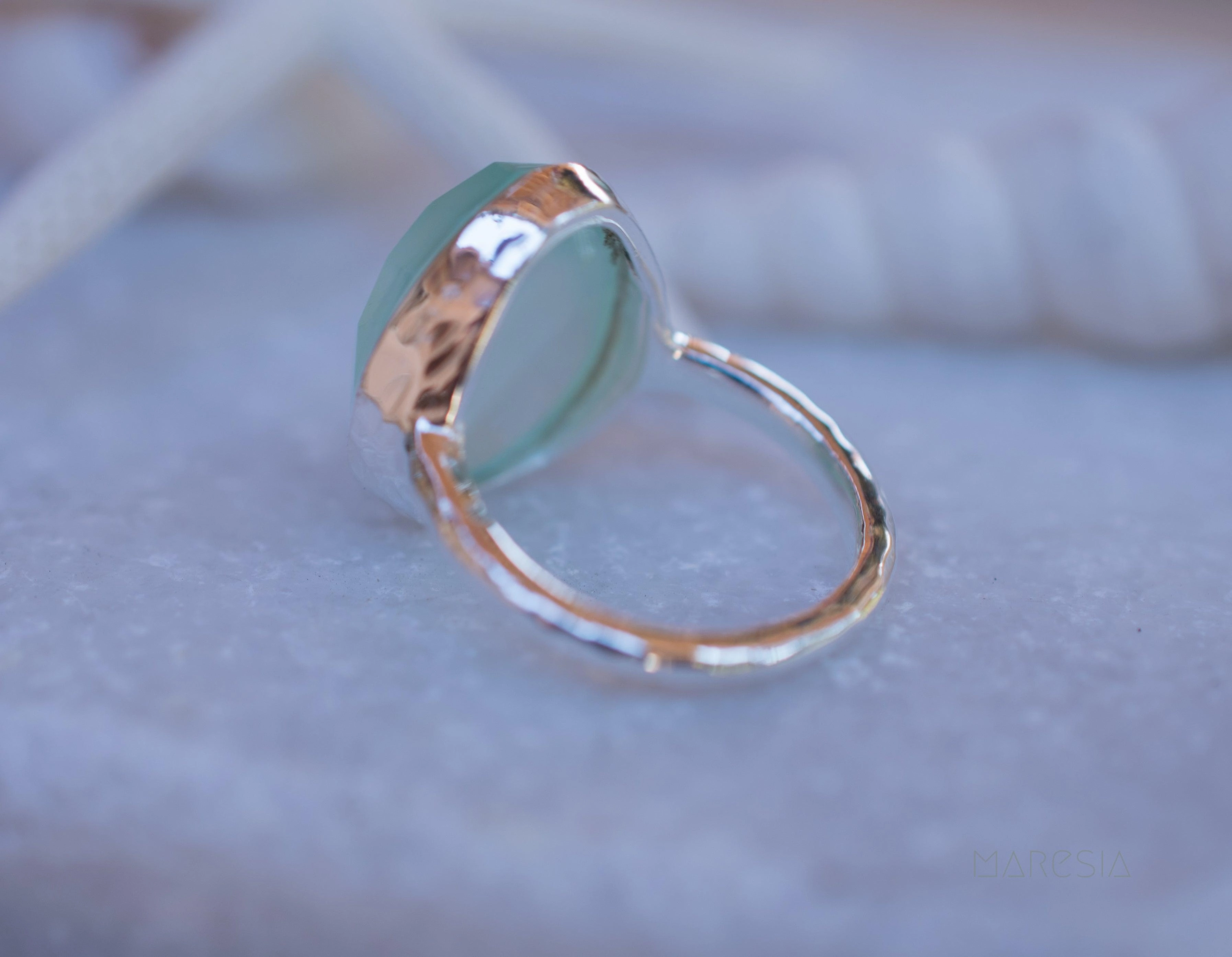 Aqua Chalcedony Ring ~ Sterling Silver 925 ~ MR215