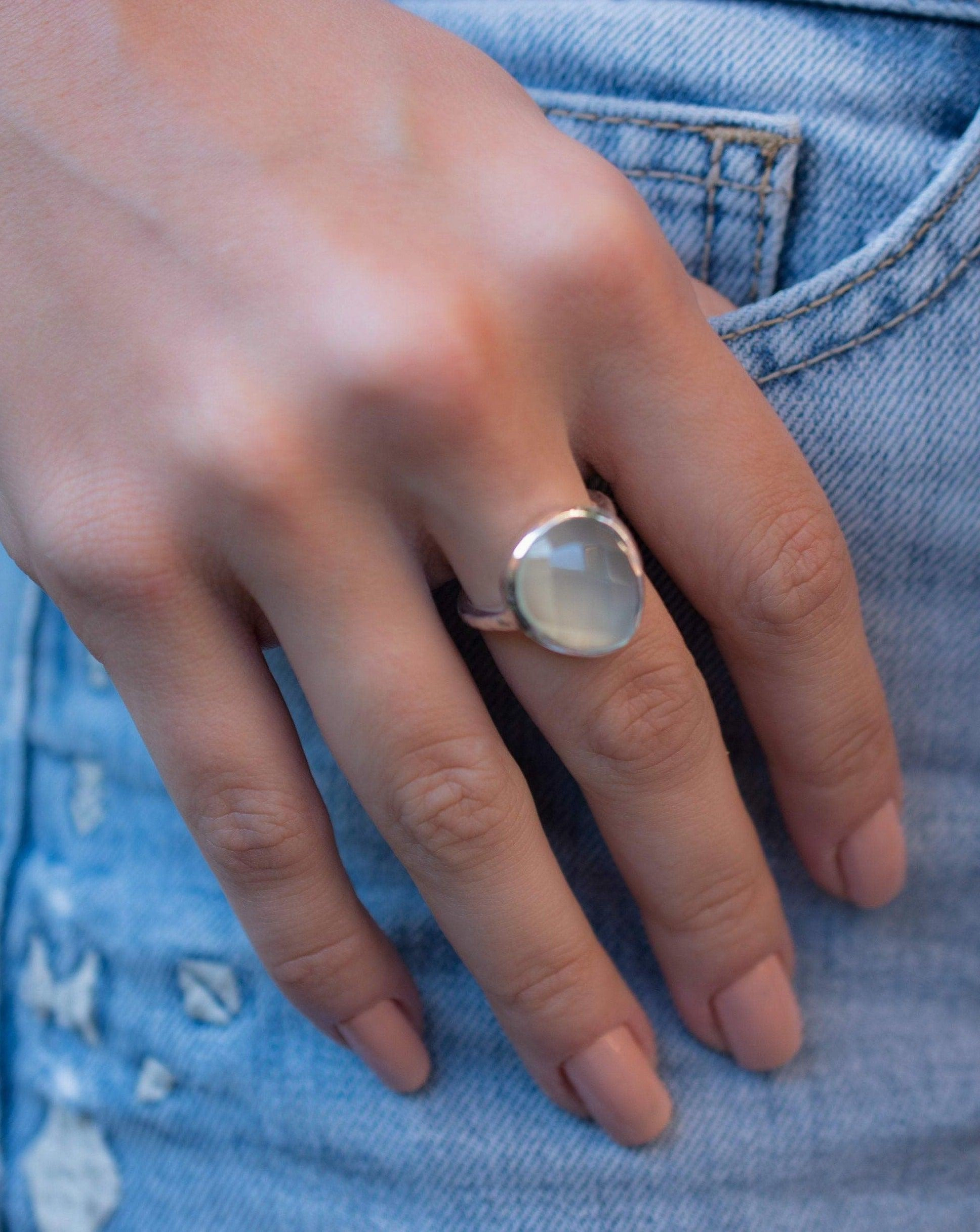 Aqua Chalcedony Ring ~ Sterling Silver 925 ~ MR215