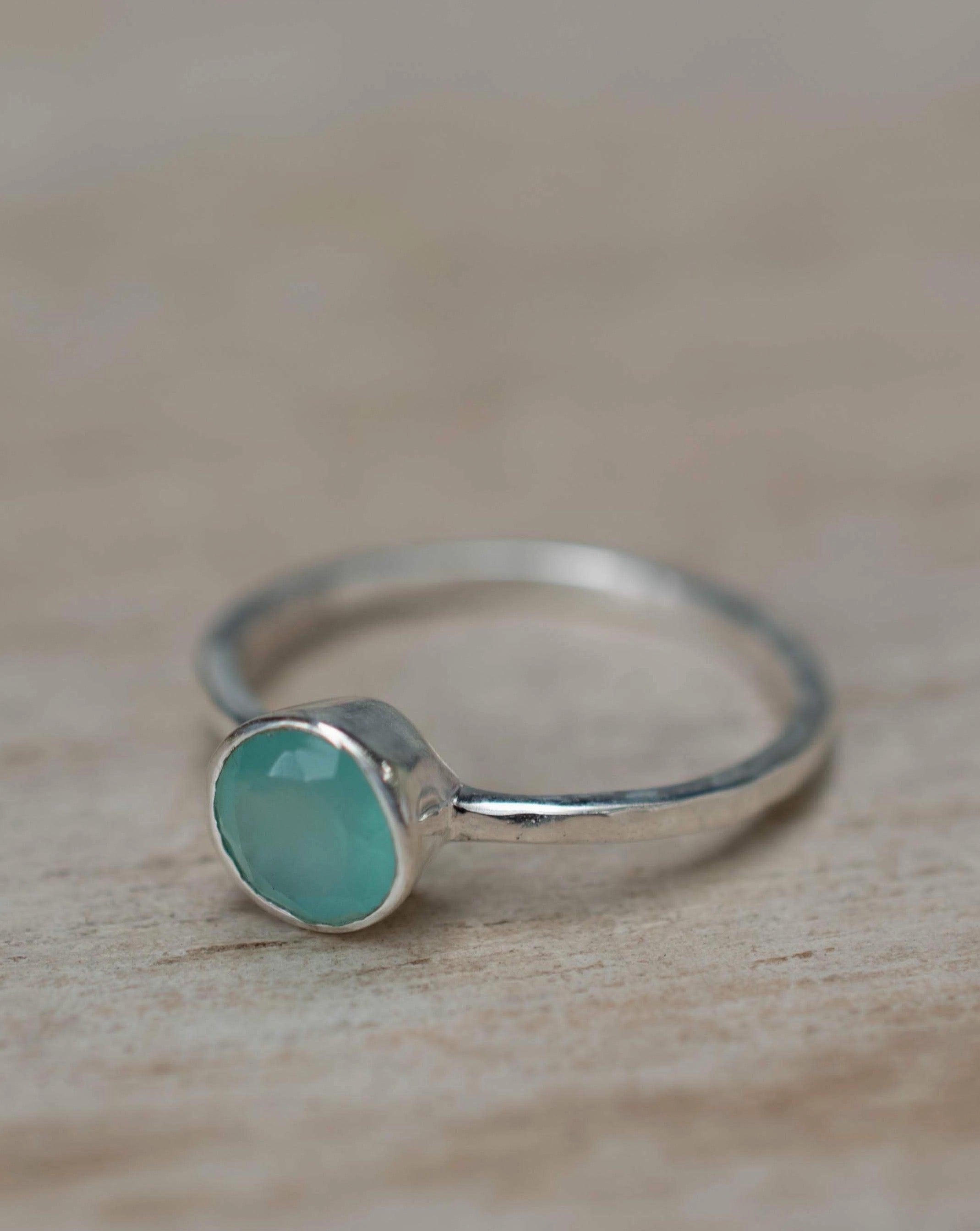 Aqua Chalcedony Ring ~ Sterling Silver 925 ~ MR241