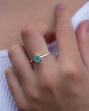 Aqua Chalcedony Ring ~ Sterling Silver 925 ~ MR241