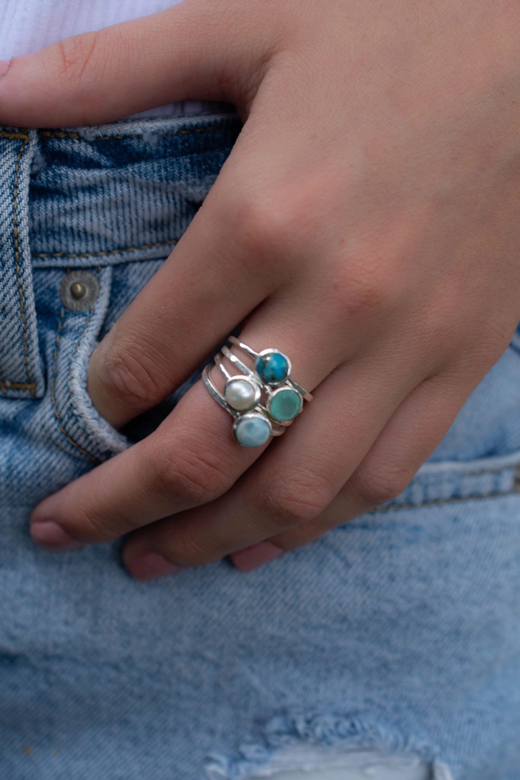 Aqua Chalcedony Ring ~ Sterling Silver 925 ~ MR241