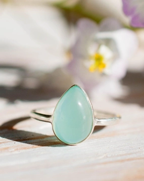 Aqua Chalcedony Ring ~ Sterling Silver 925 ~MR021