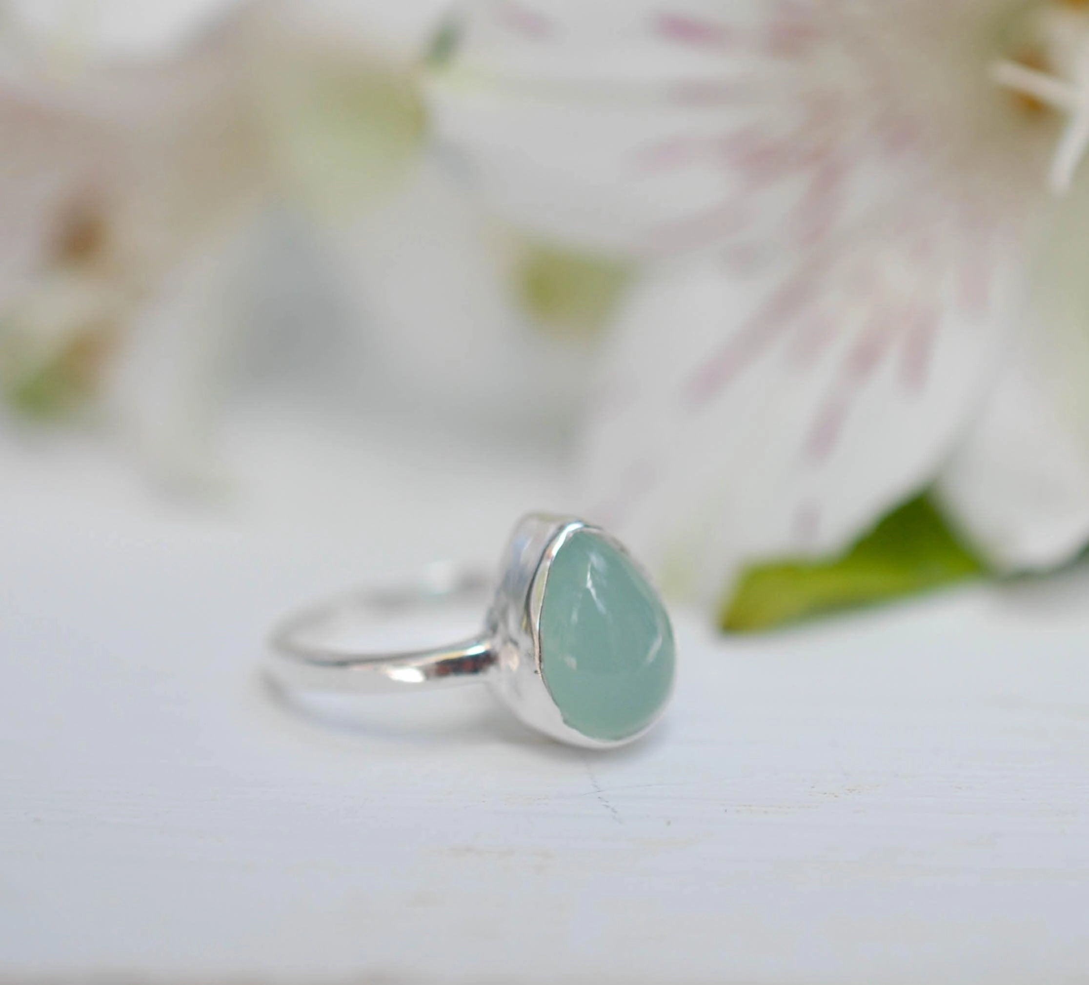 Aqua Chalcedony Ring ~ Sterling Silver 925 ~MR021