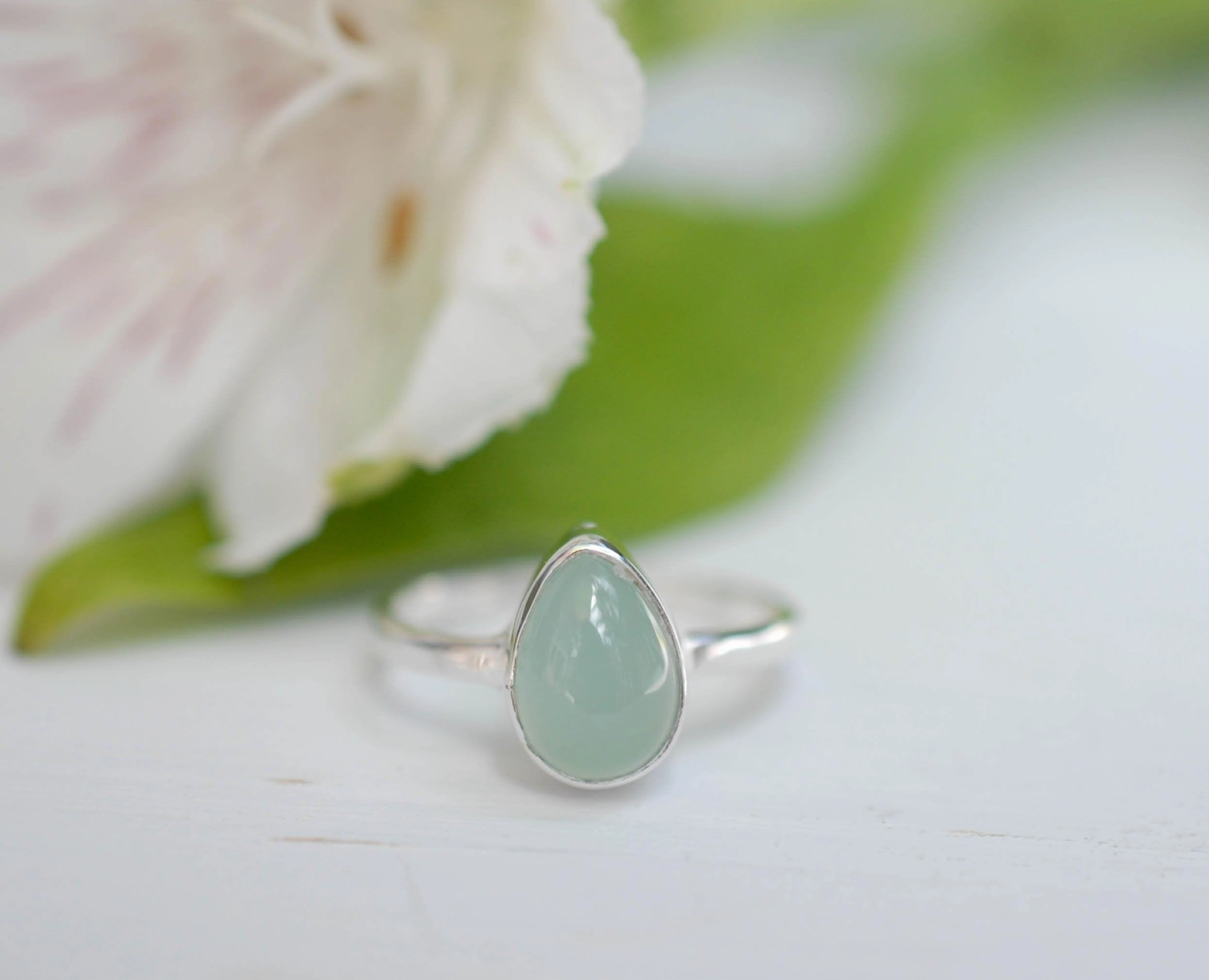 Aqua Chalcedony Ring ~ Sterling Silver 925 ~MR021