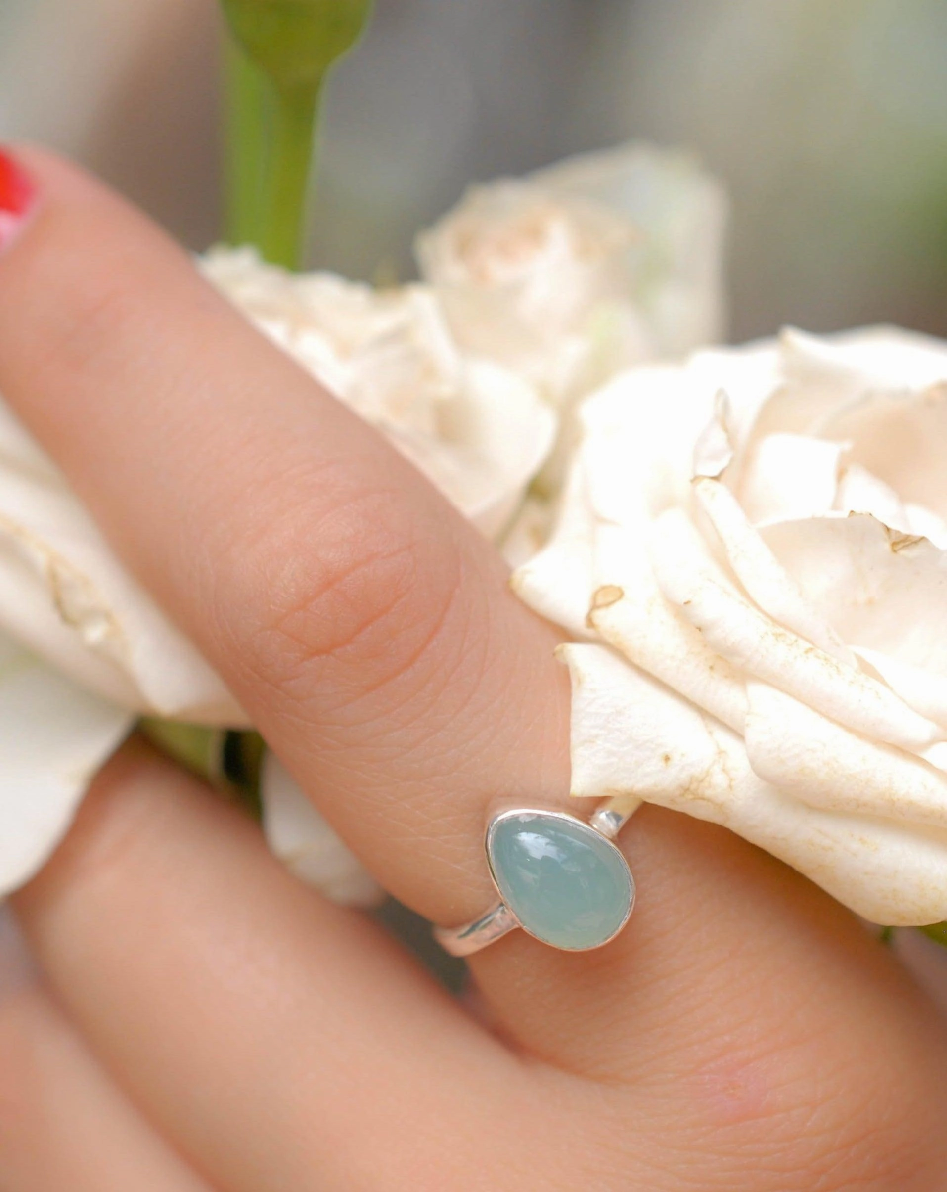 Aqua Chalcedony Ring ~ Sterling Silver 925 ~MR021