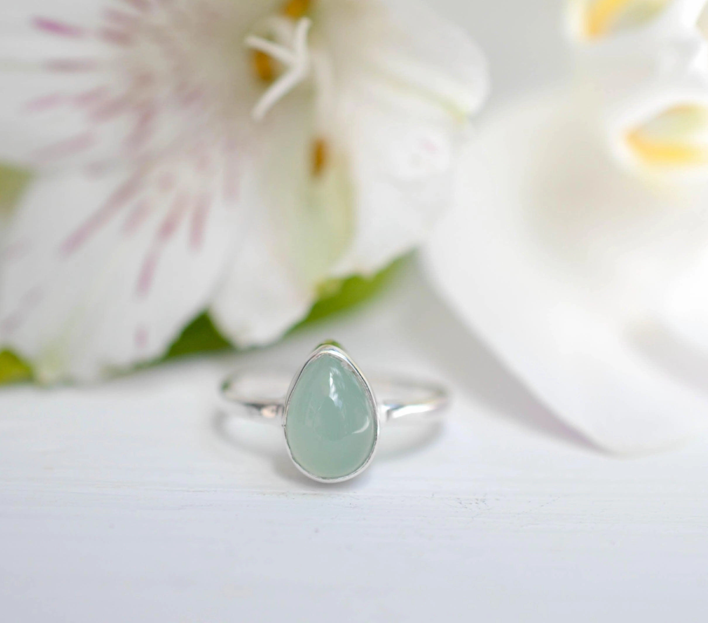 Aqua Chalcedony Ring ~ Sterling Silver 925 ~MR021