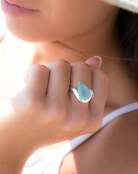 Aqua Chalcedony Ring ~ Sterling Silver 925 ~MR270