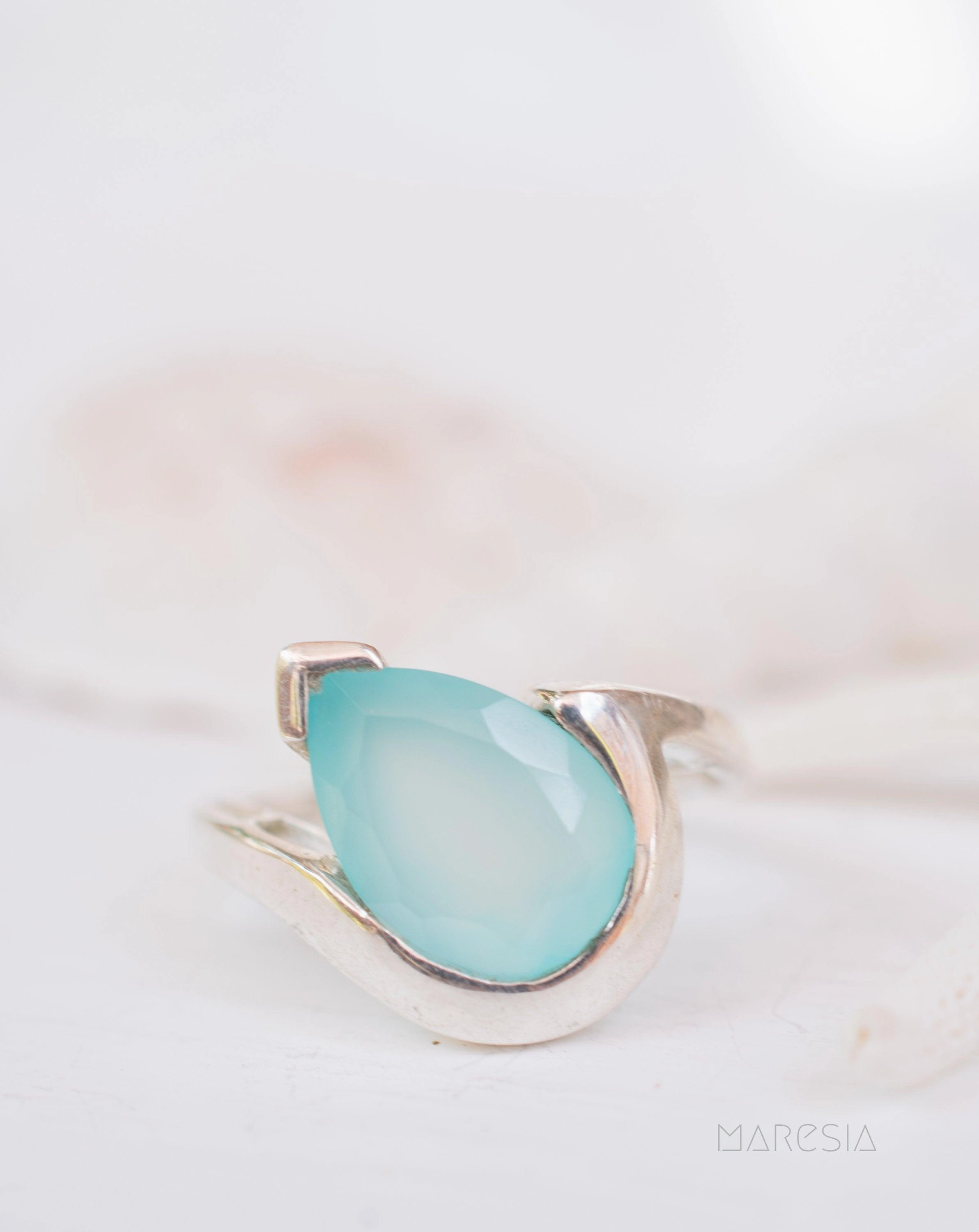 Aqua Chalcedony Ring ~ Sterling Silver 925 ~MR270