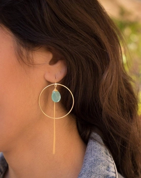 Aqua Chalcedony Threader Earrings ~ 18k Gold Plated Earrings ~ ME107