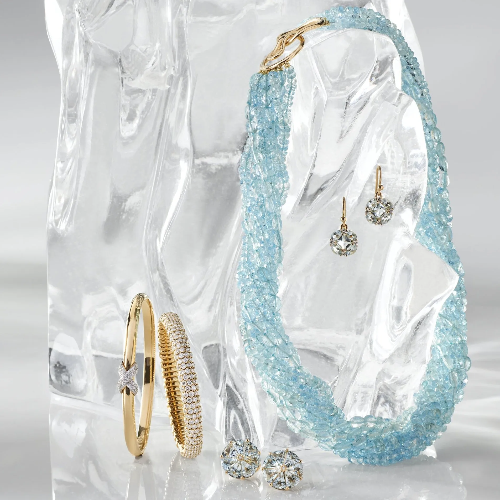 Aquamarine 9-Strand Twist Necklace