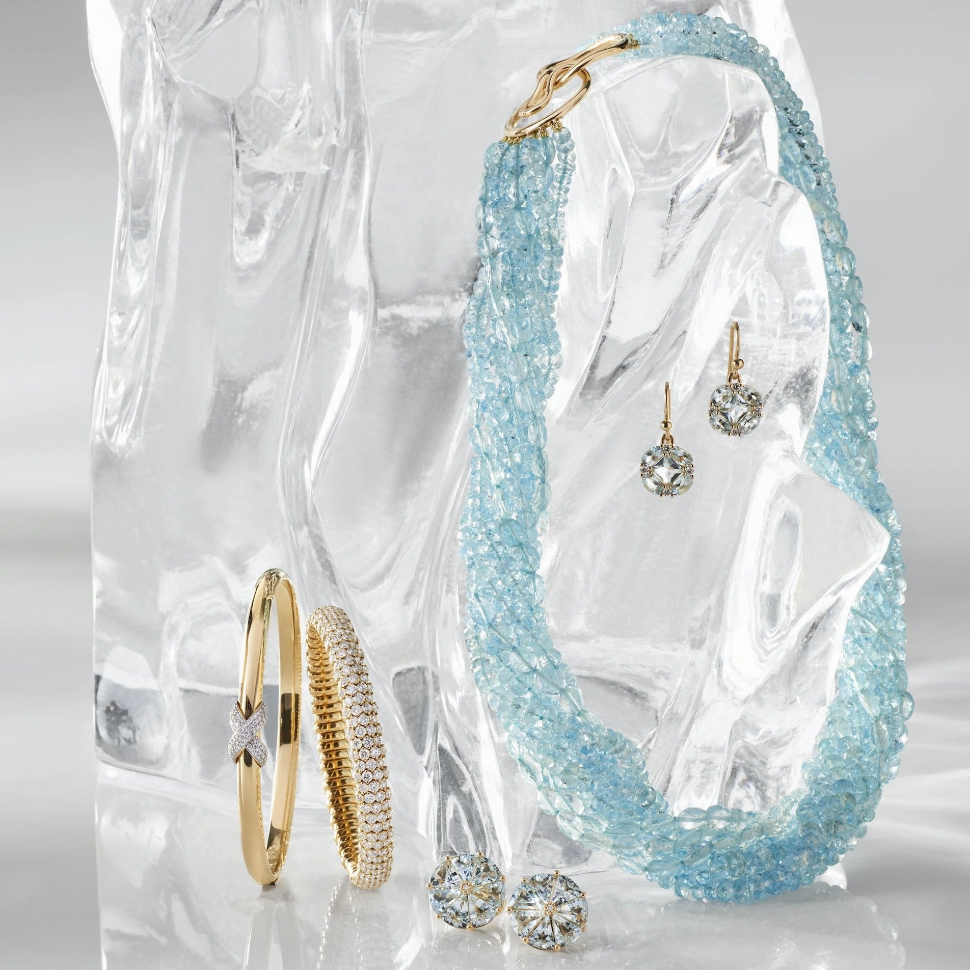 Aquamarine 9-Strand Twist Necklace