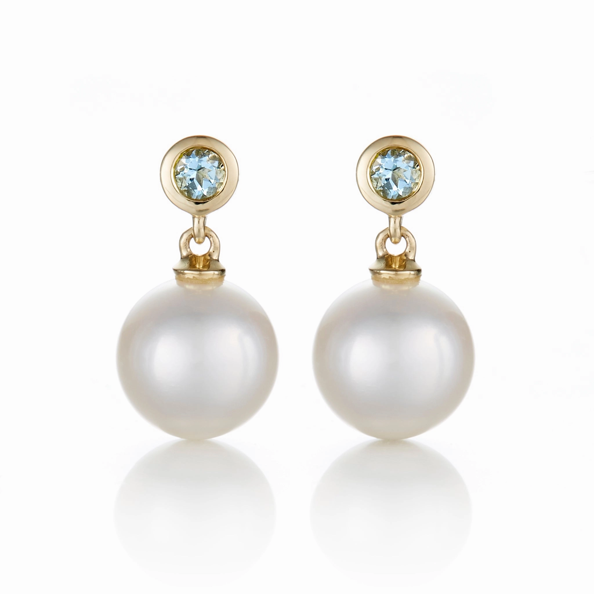 Aquamarine & White Pearl Drop Earrings
