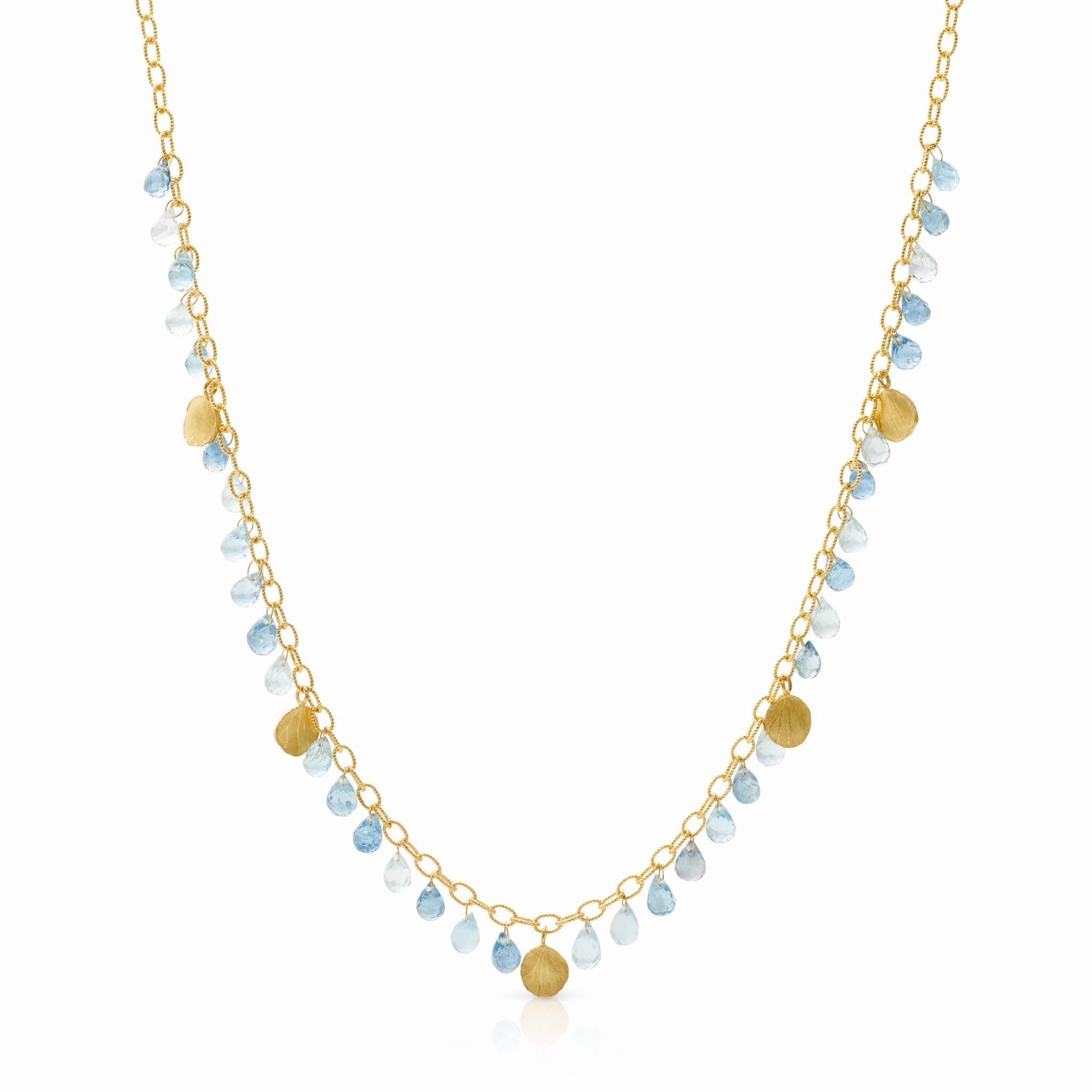 Aquamarine Briolette & Petal Necklace