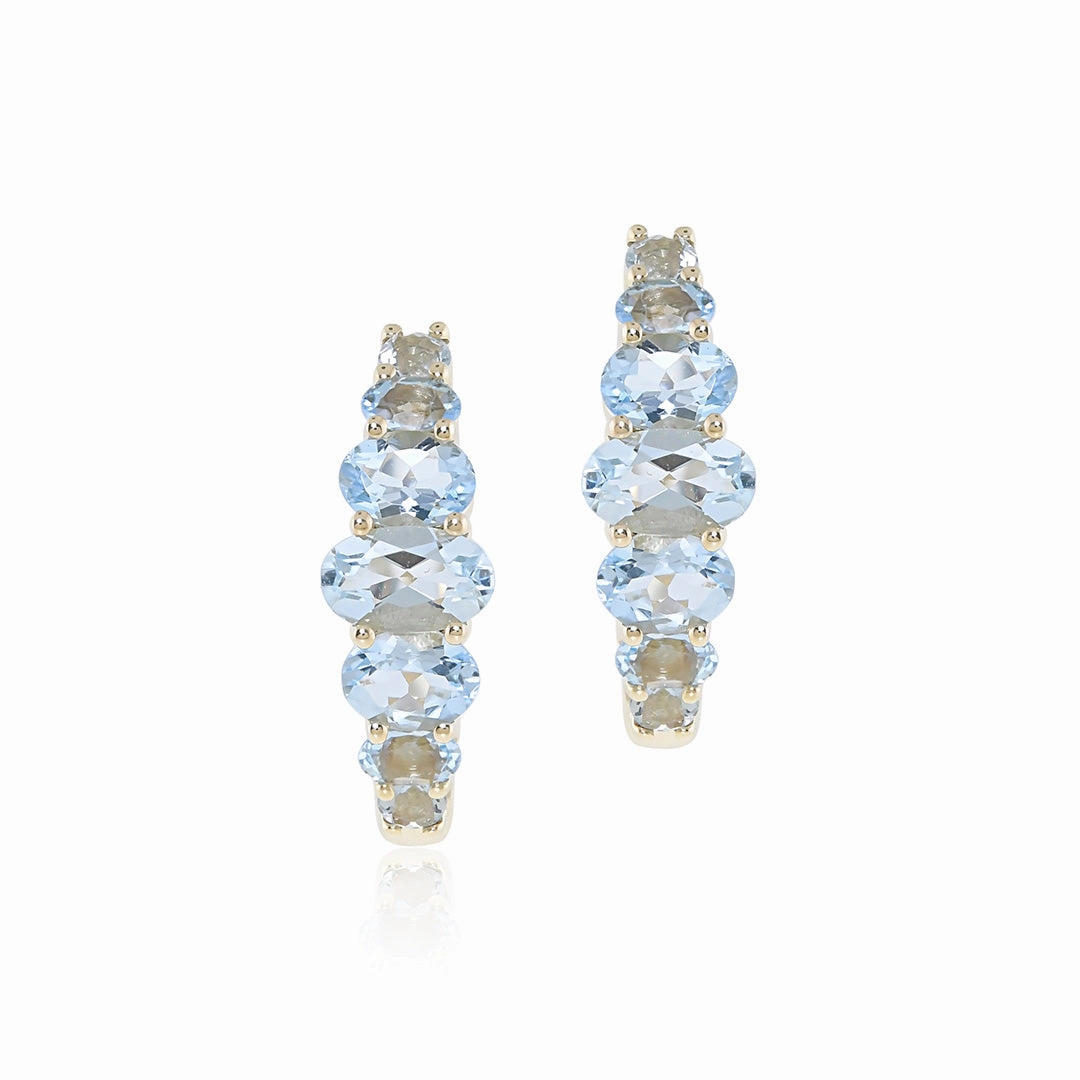 Aquamarine Graduated Hoop Earrings