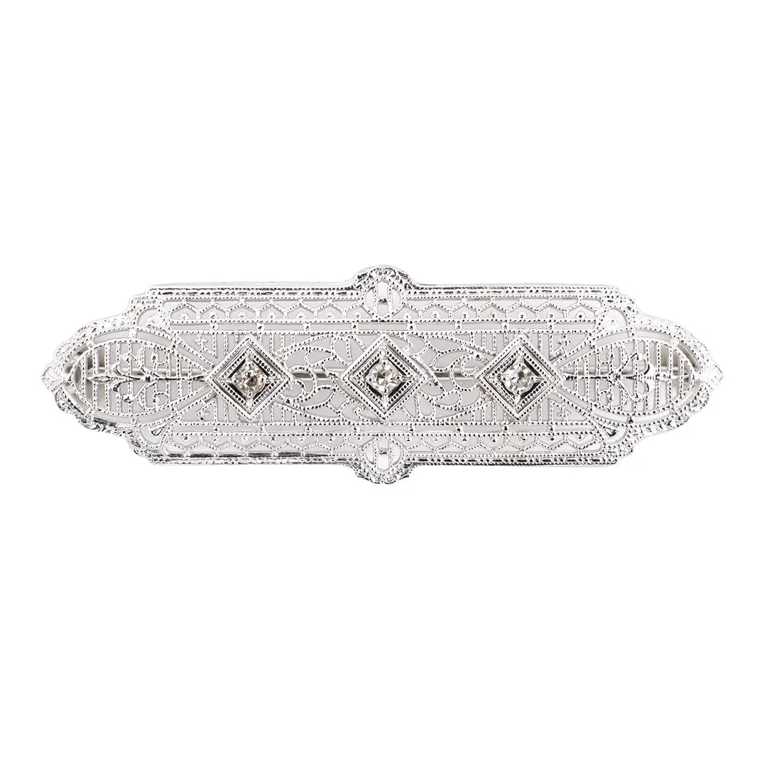 Art Deco Diamond & Platinum Filigree Pin