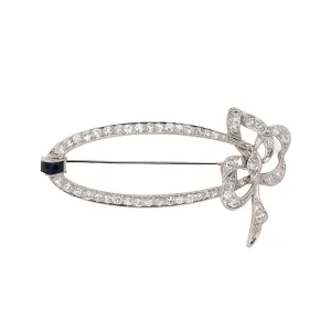Art Deco Diamond & Sapphire Bow Pin
