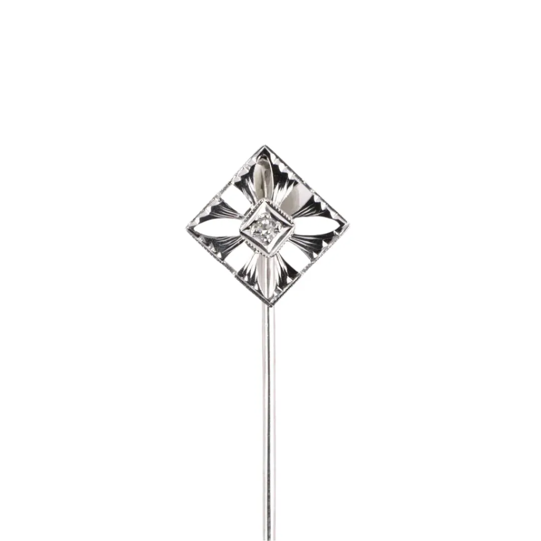 Art Deco Diamond Starburst Stick Pin