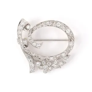 Art Deco Diamond Wreath Ribbon Pin