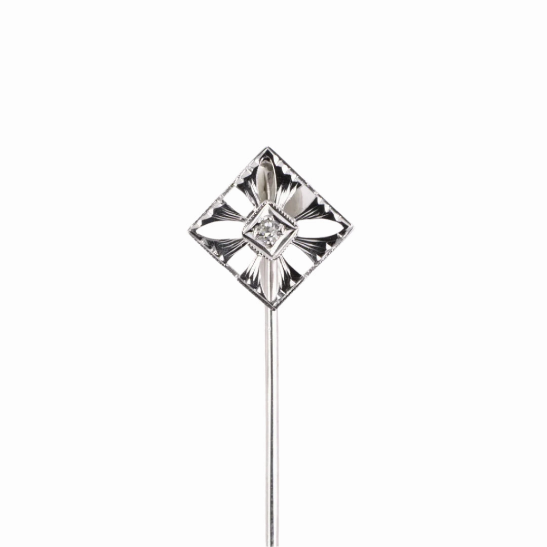 Art Deco Diamond Starburst Stick Pin
