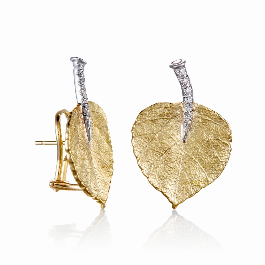 Aspen Leaf Diamond Earrings