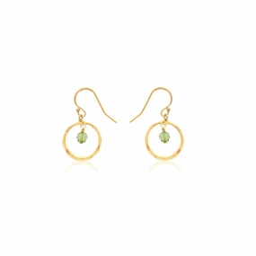August Birthstone Earrings: Gold Filled Circle Earrings With Peridot Beads