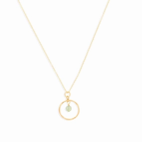 August Birthstone Necklace: Yellow Gold Filled Necklace With Peridot Bead