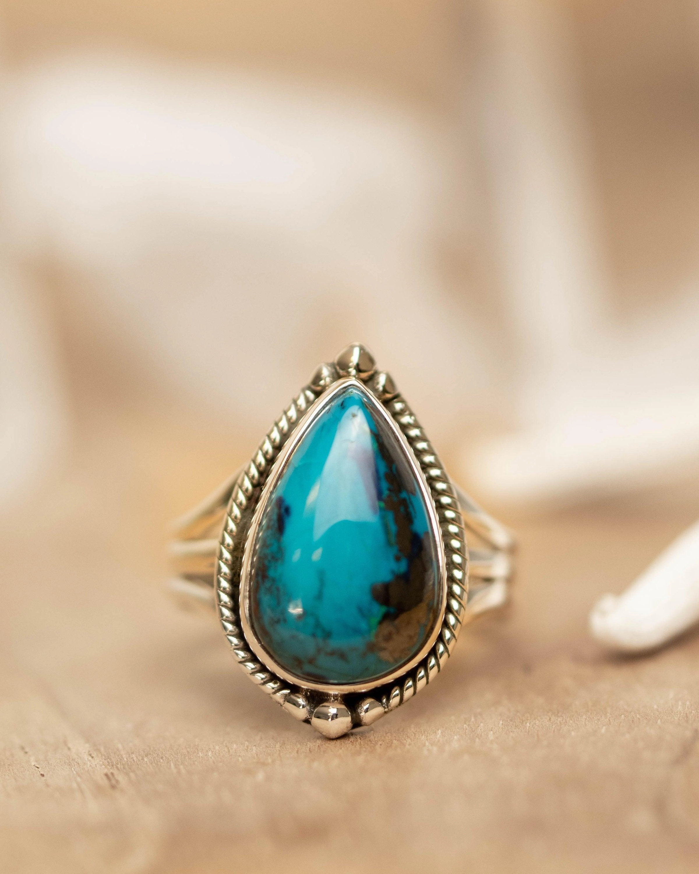Azurite Tear Drop Ring ~ Sterling Silver 925 ~ MR261