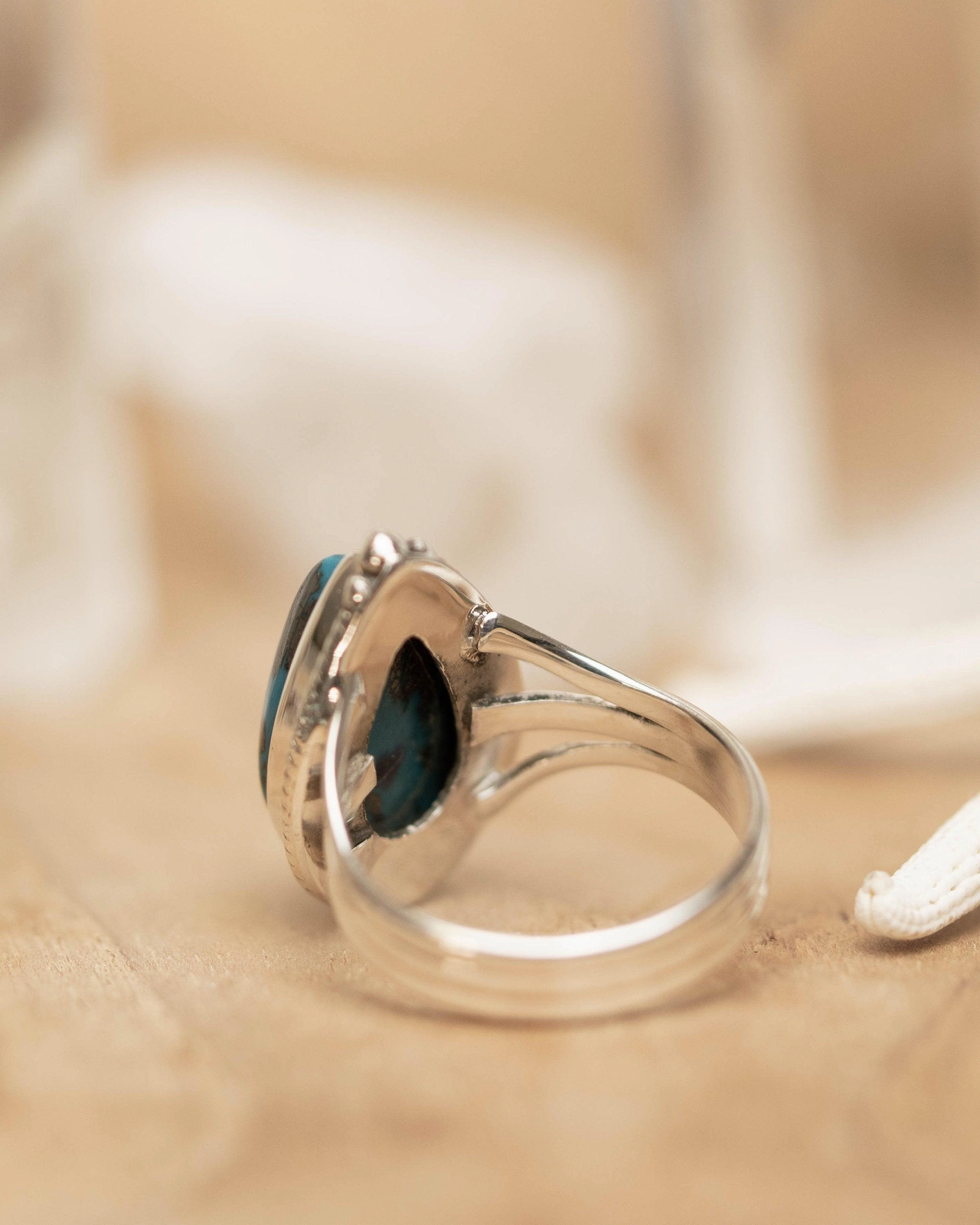 Azurite Tear Drop Ring ~ Sterling Silver 925 ~ MR261