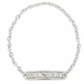 Bague chaine en or blanc sertie de diamants.