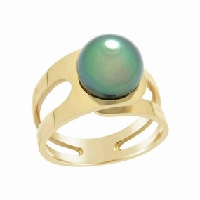 Bague en or jaune et perle de Tahiti