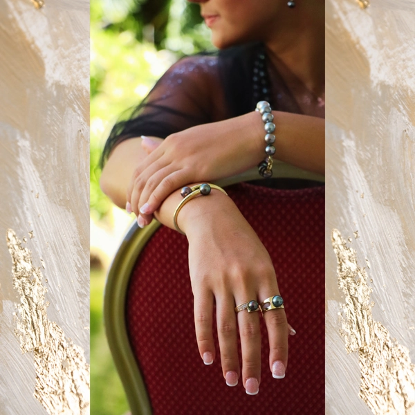 Bague en or jaune et perle de Tahiti